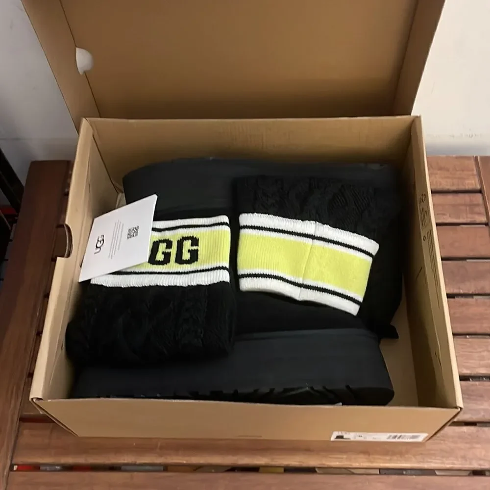 UGG Classic Sweater Letter Boots Black USA Women Size 8/UK 6/EU 39(MSRP$250)
